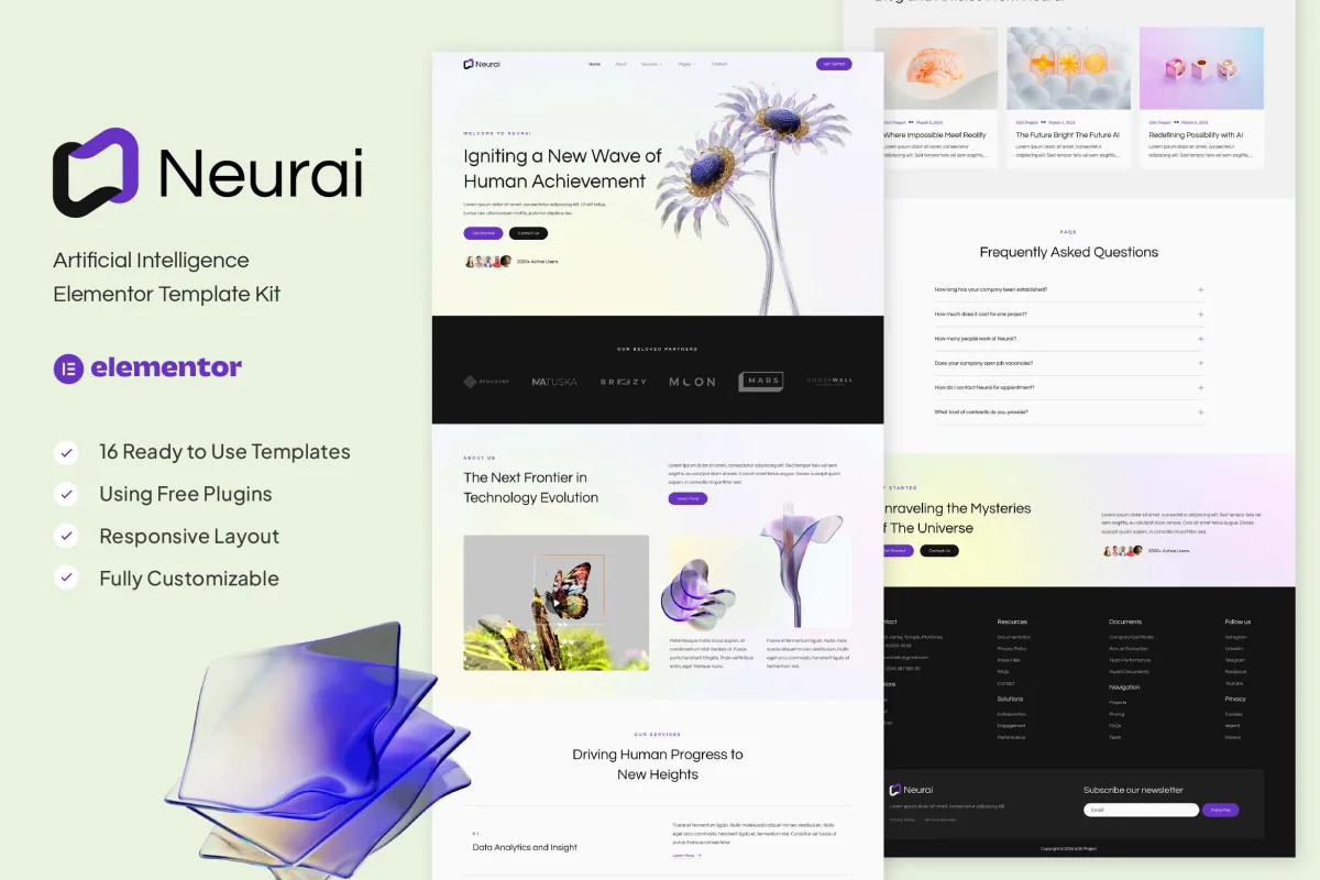 Neurai – Artificial Intelligence Elementor Template Kit