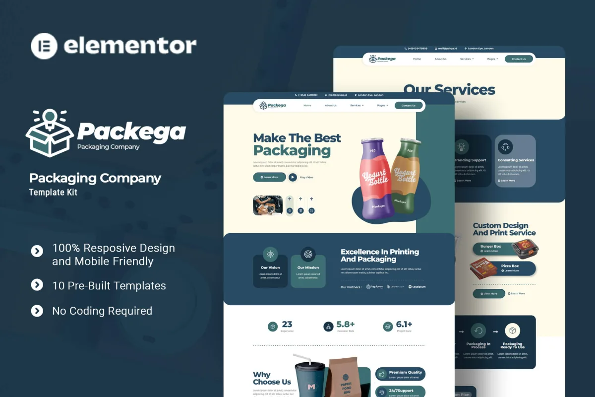 Packega – Packaging Company Elementor Template Kit