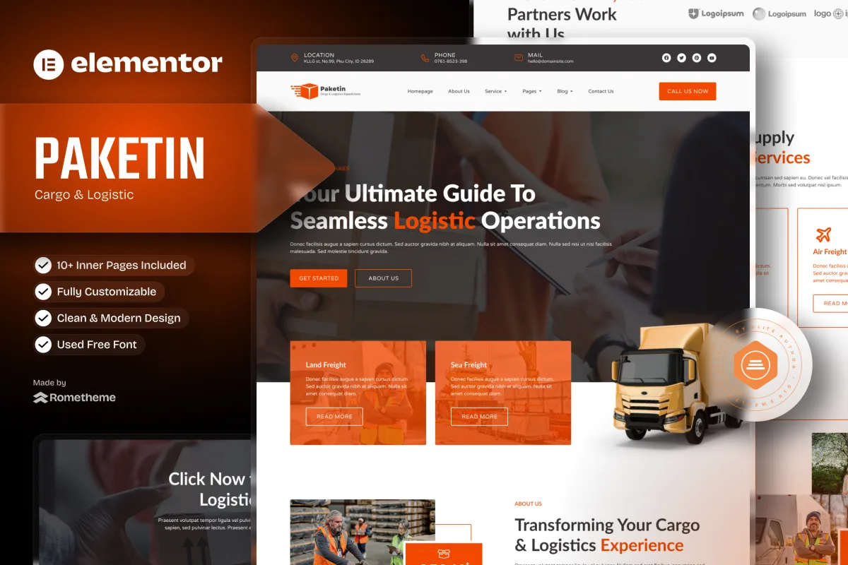 Paketin – Cargo and Logistics Elementor Template Kit