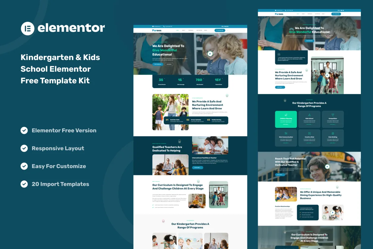 Parees – Kindergarten & Kids School Elementor Template Kit