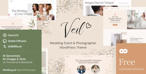 veil wedding event photographer wordpress theme 1