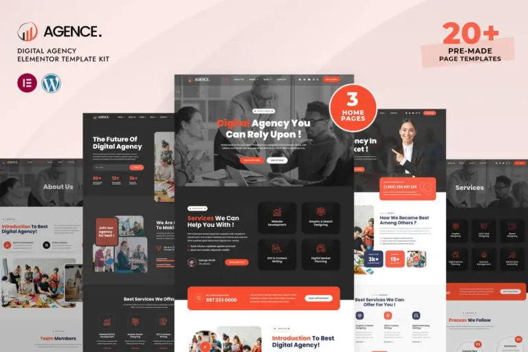 agence digital agency elementor template kit