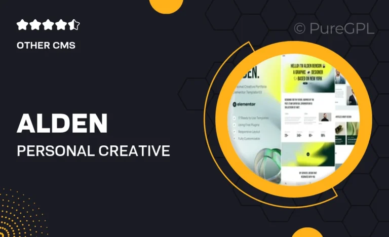 alden personal creative portfolio elementor template kit