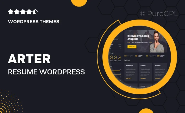 arter resume wordpress theme