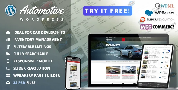 automotive car dealership business wordpress theme 1