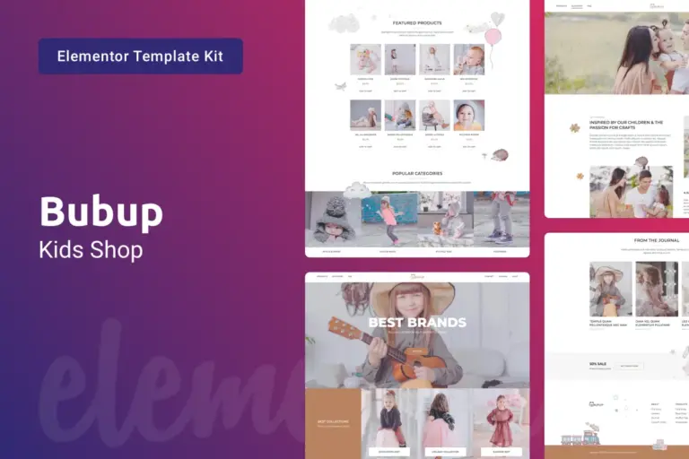 bubup kids store baby shop elementor template kit