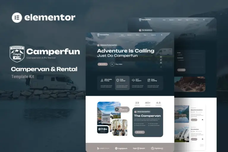 camperfun campervan rental elementor template kit 1