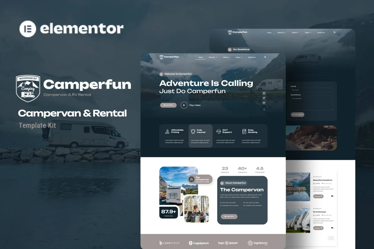 Camperfun – Campervan Rental Elementor Template Kit