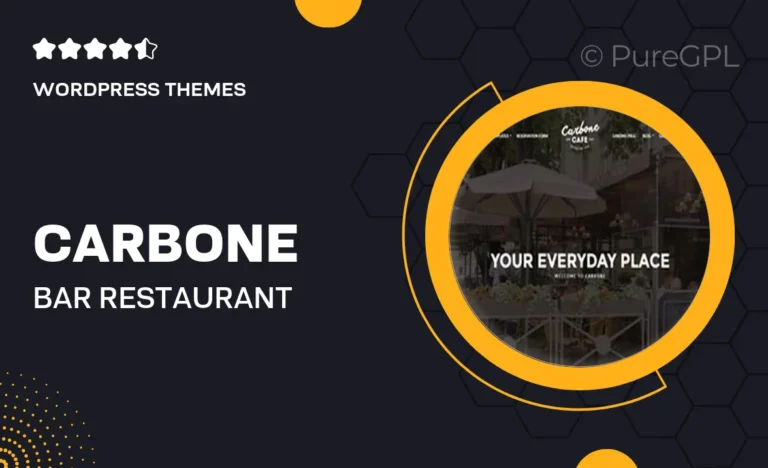 carbone bar restaurant wordpress theme