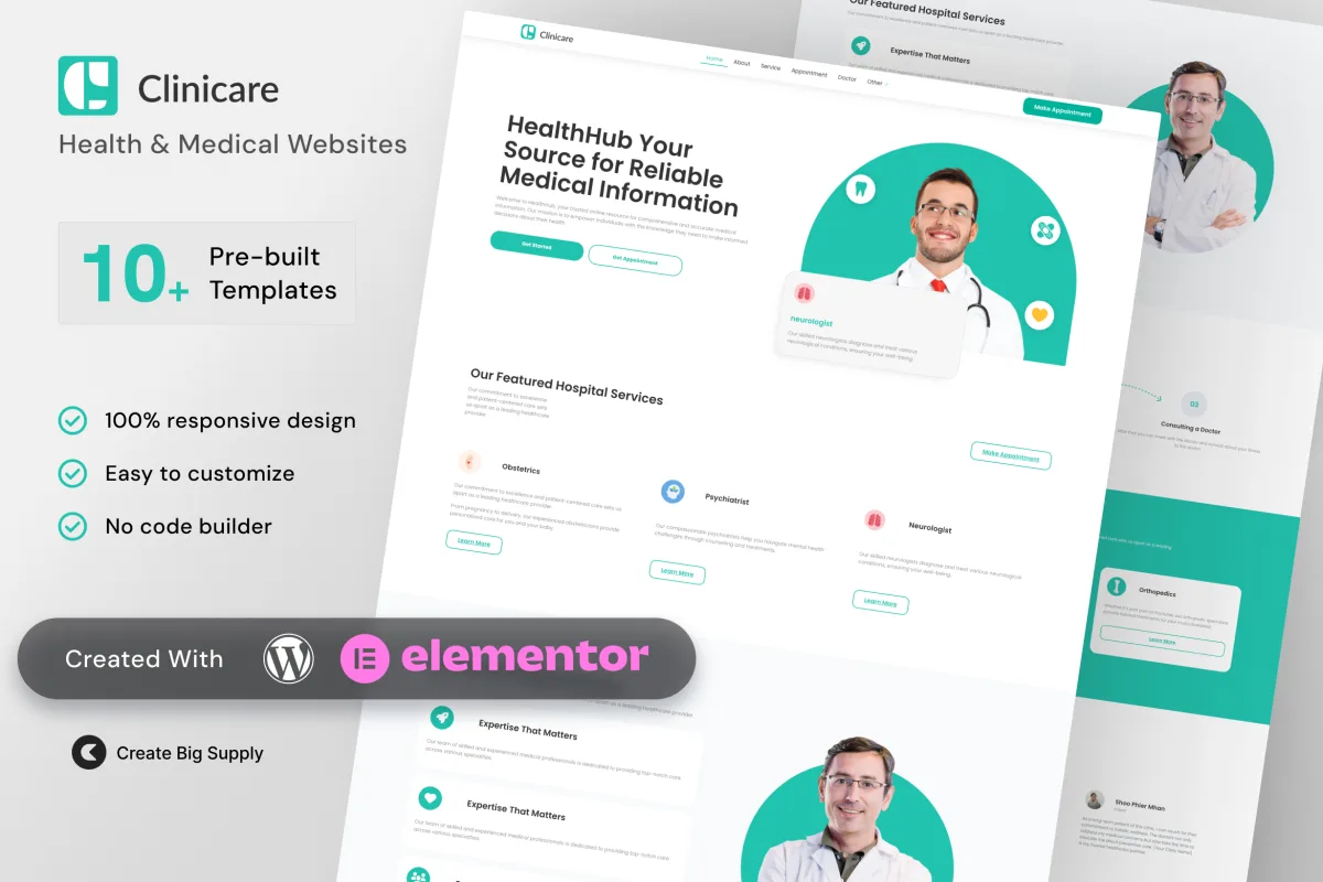 Clinicare – Clinic Medical Elementor Template Kit