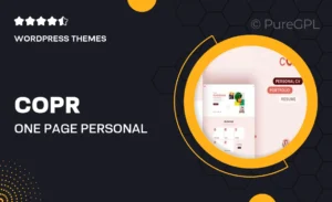 Copr – One Page Personal Portfolio, CV and Resume WordPress Theme