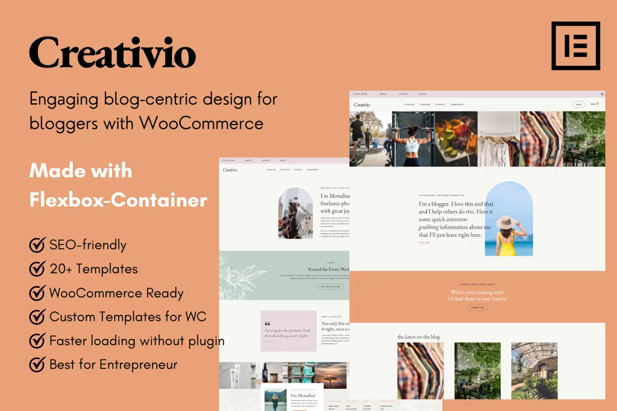 Creativio – Blogger Entrepreneurs Elementor Template Kit