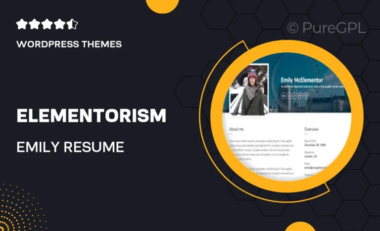 elementorism emily resume landing page