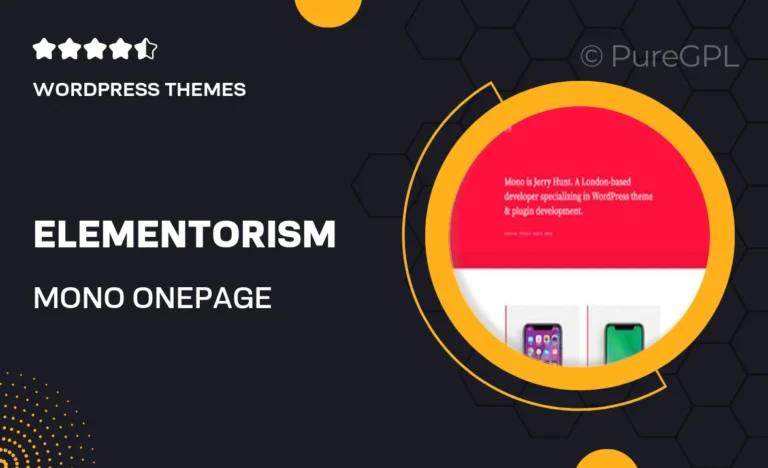 elementorism mono one page portfolio