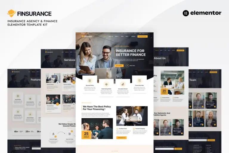 finsurance insurance agency finance elementor template kit 1