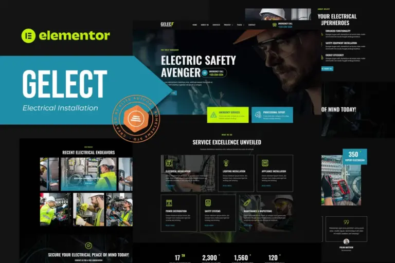 gelect electrical installation maintenance elementor template kit 1