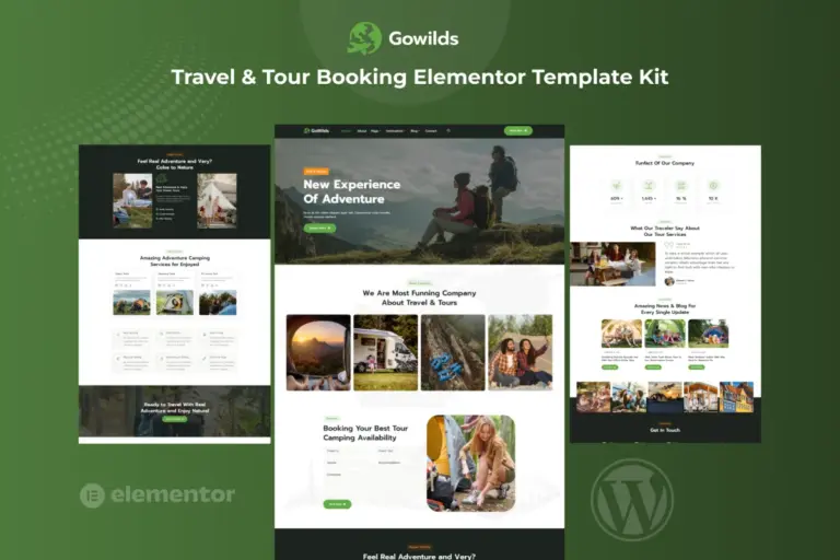 gowilds travel tour booking elementor template kit 1