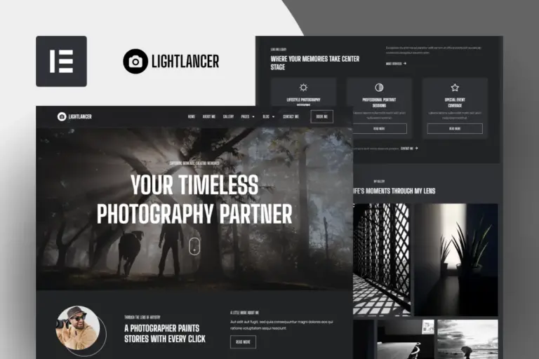 lightlancer photographer elementor pro template kit 1