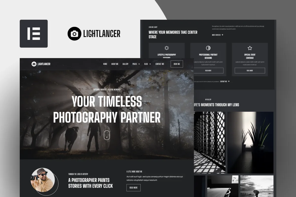 Lightlancer – Photographer Elementor Pro Template Kit