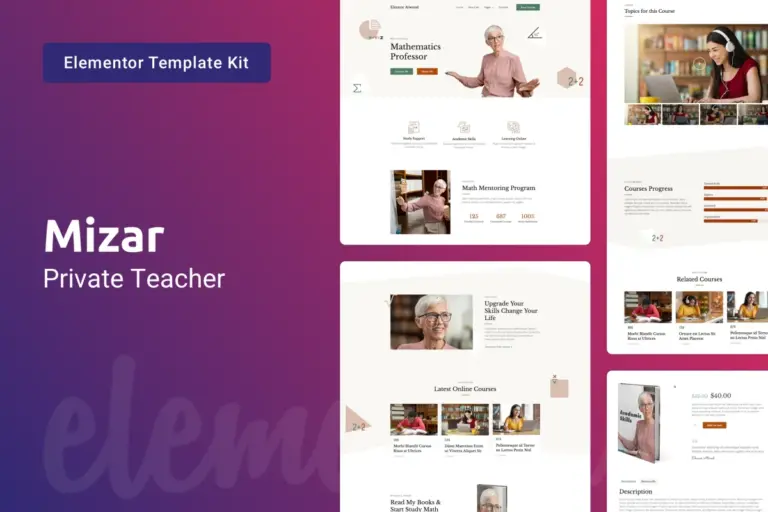 mizar private teacher education elementor template kit 1