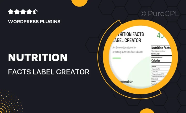 nutrition facts label creator elementor addon