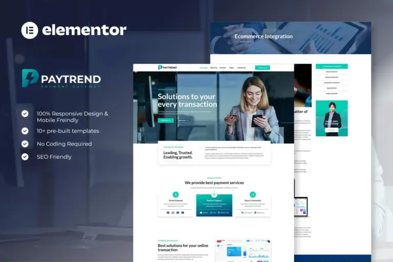 paytrend online payment gateaway elementor template kit 1