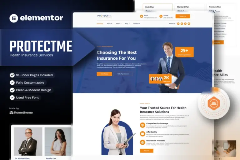 protectme health insurance elementor template kit 1