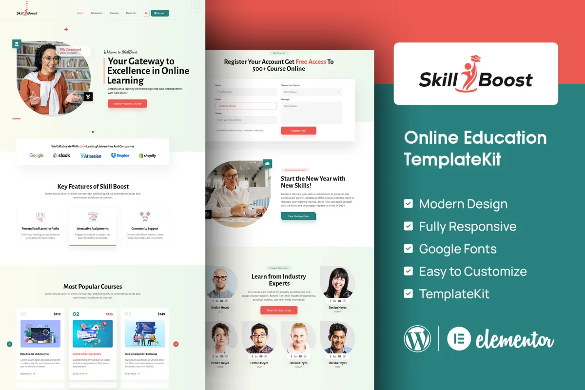SkillBoost – Boost Online Education Elementor Template Kit