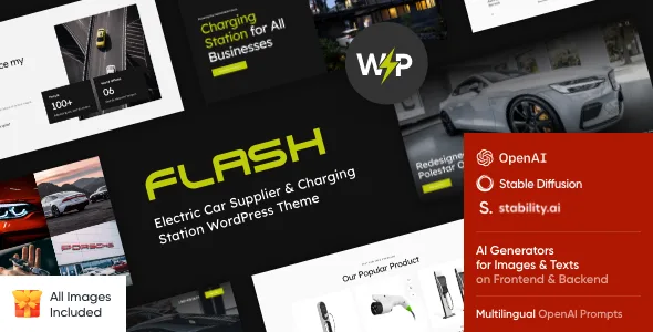 The Flash – Electric Car Supplier & Charging Station WordPress Theme