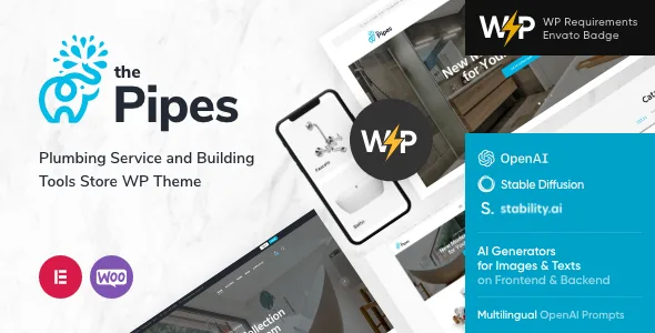The Pipes – Plumbing Service and Building Tools Store WordPress Theme