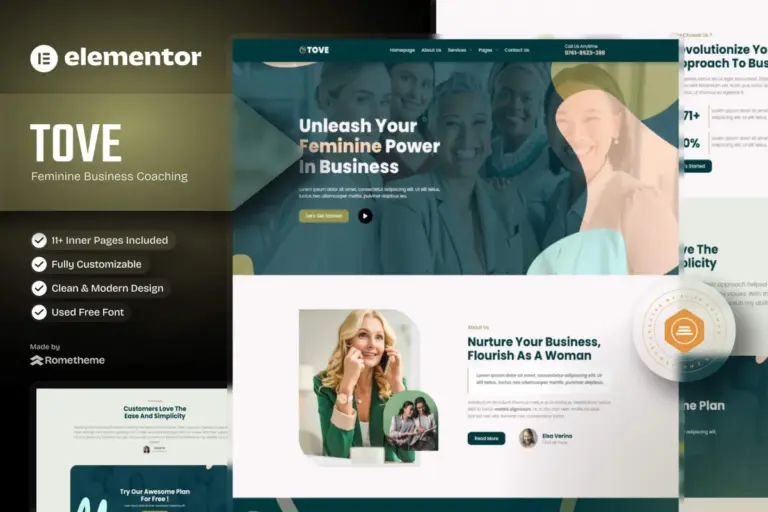 tove feminine business coaching elementor template kit 1