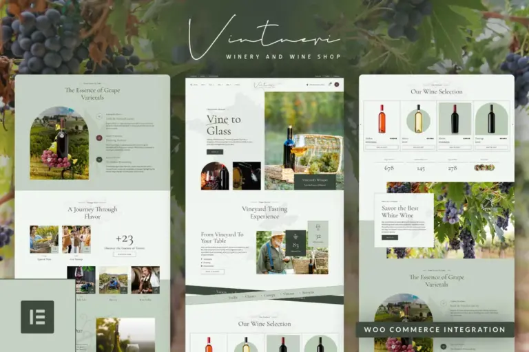vintneri wine shop winery elementor pro template kit 1