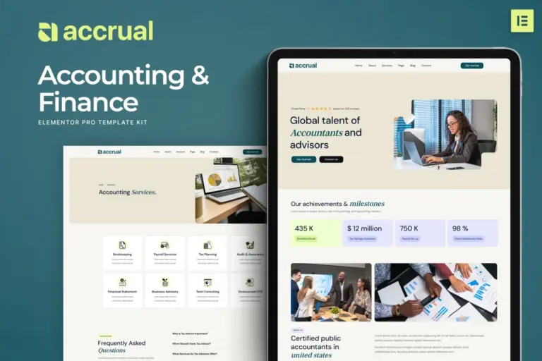 accrual accounting finance elementor template kit