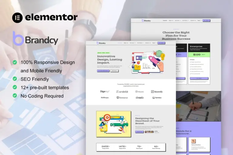 brandcy branding digital marketing agency elementor template kit
