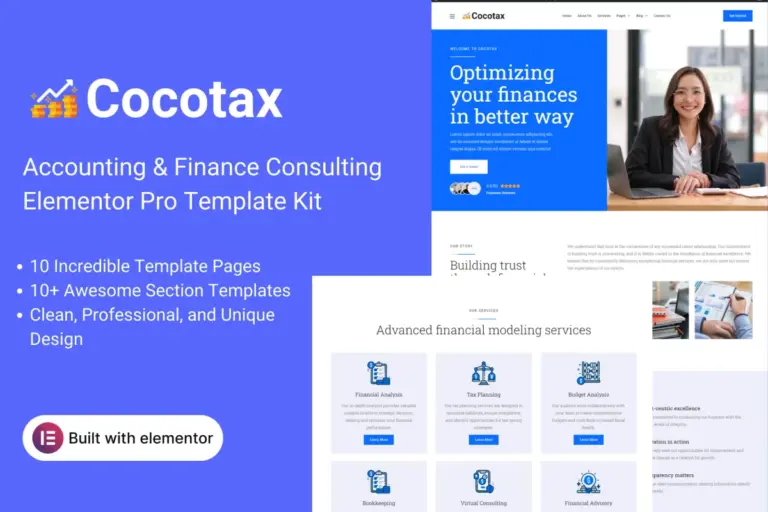 cocotax accounting finance consulting elementor pro template kit 1