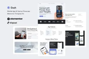 Dash – Mobile App & Startup Showcase Elementor Template Kit