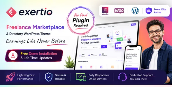 exertio freelance marketplace wordpress theme 1