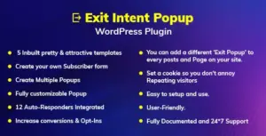 Exit Intent Popup WordPress Plugin