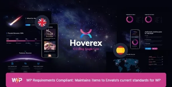 hoverex cryptocurrency nft ico wordpress theme spanish 1