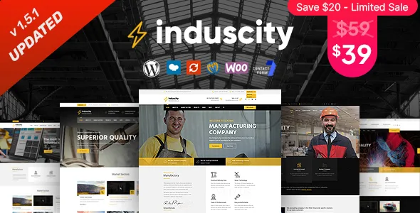 induscity factory and manufacturing wordpress theme 1