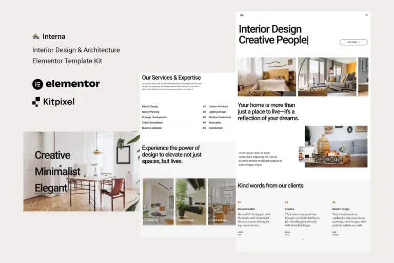 interna interior design architecture elementor template kit 1