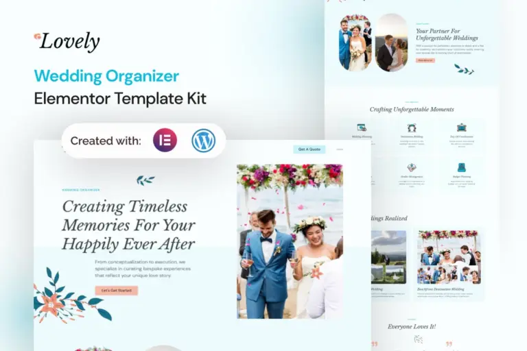 lovely wedding organizer elementor template kit 1