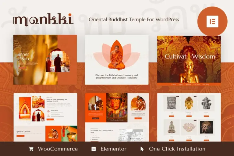 monkki oriental buddhist temple elementor pro template kit 1