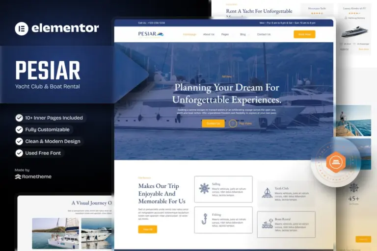 pesiar yacht club boat rental elementor template kit 1