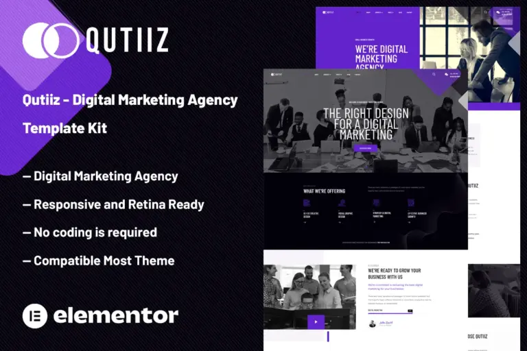 qutiiz digital marketing agency elementor template kit 1