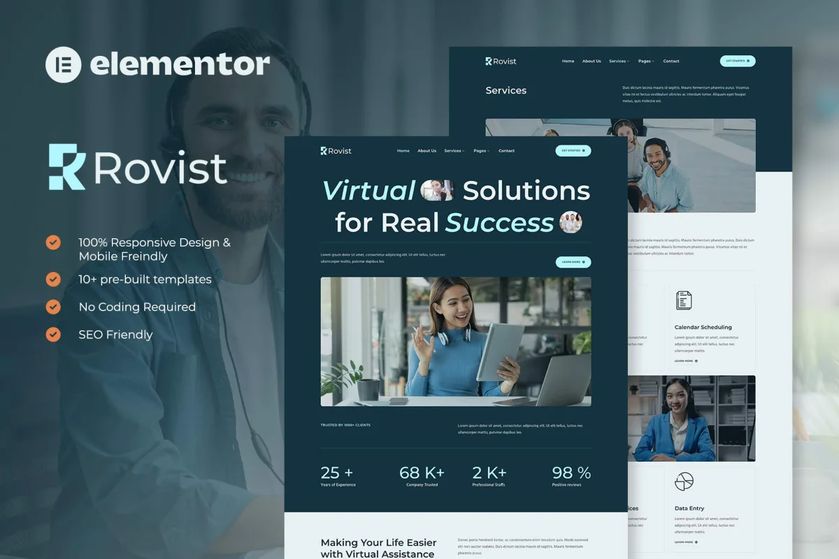 Rovist – Virtual Assistant Service Elementor Template Kit