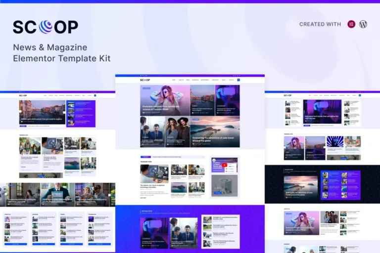 scoop news magazine elementor pro template kit 1