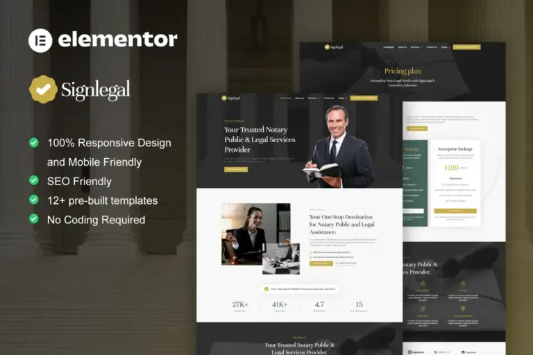 signlegal notary public legal service elementor template kit 1