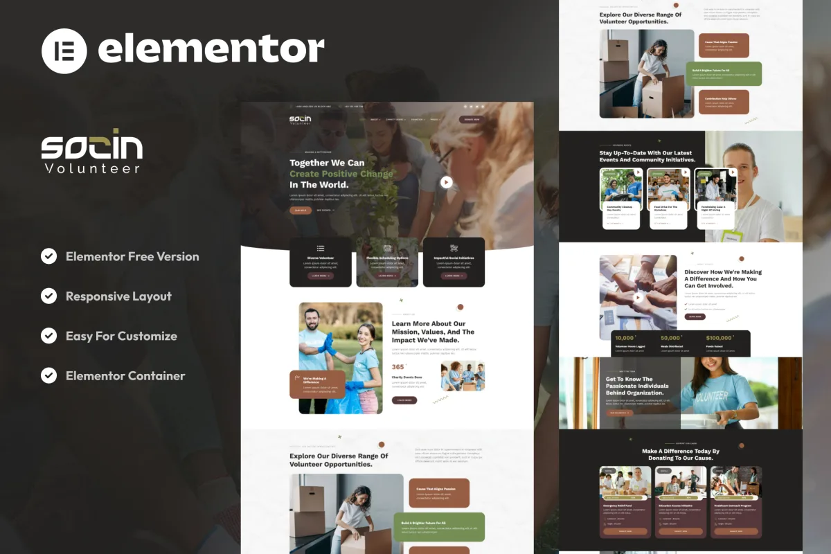 Socin – Volunteer & Charity Elementor Template Kit