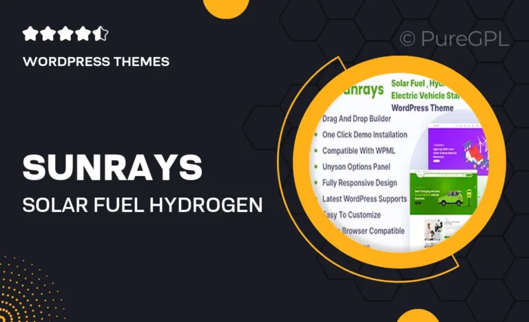 Sunrays – Solar Fuel, Hydrogen Fuel Cell, Electric Vehicle Startups WordPress Theme